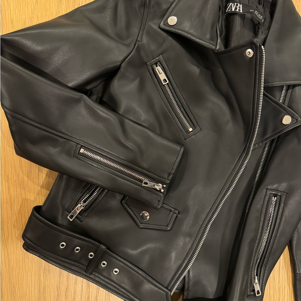 Zara Faux Leather Biker Jacket - image 6